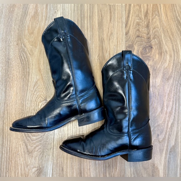 Laredo Vintage Black Leather Roper Cowboy Boots Made in USA Men’s 6.5 - Picture 3 of 9